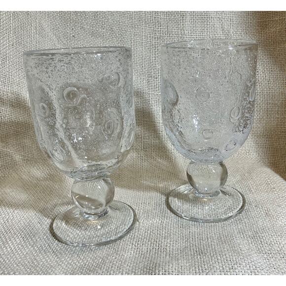 2 short SOUTHERN LIVING At Home BELLA LUNA bubble glass water goblet glasses - Picture 1 of 5
